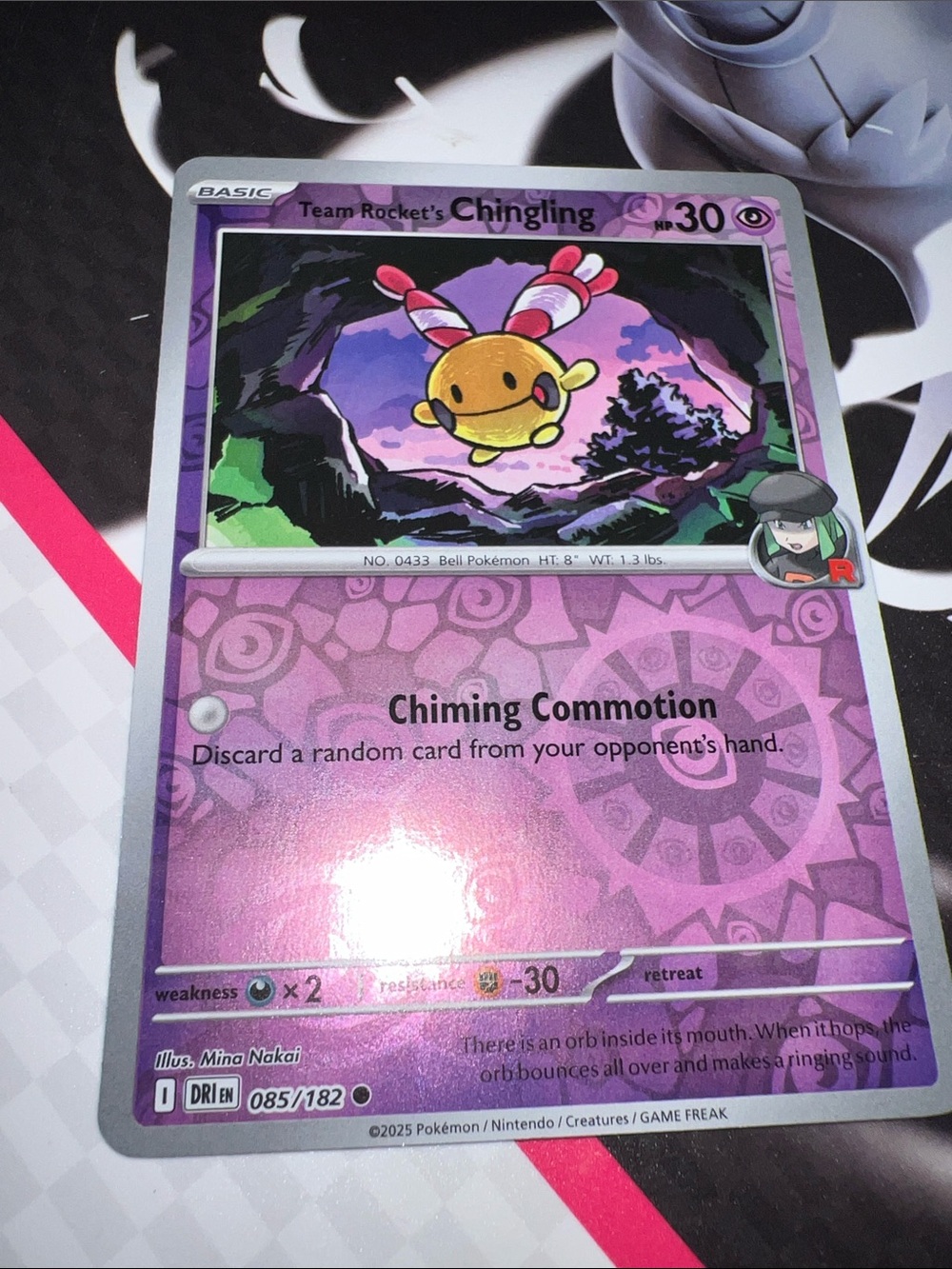 Pokemon Team Rocket's Chingling Card – Purple, Yellow, Pink
